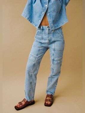 AGOLDE Cooper Cargo Jeans 28 High Rise Straight Leg Utility Denim Organic Cotton